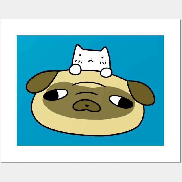 Pug and White Cat Wall Art by saradaboru